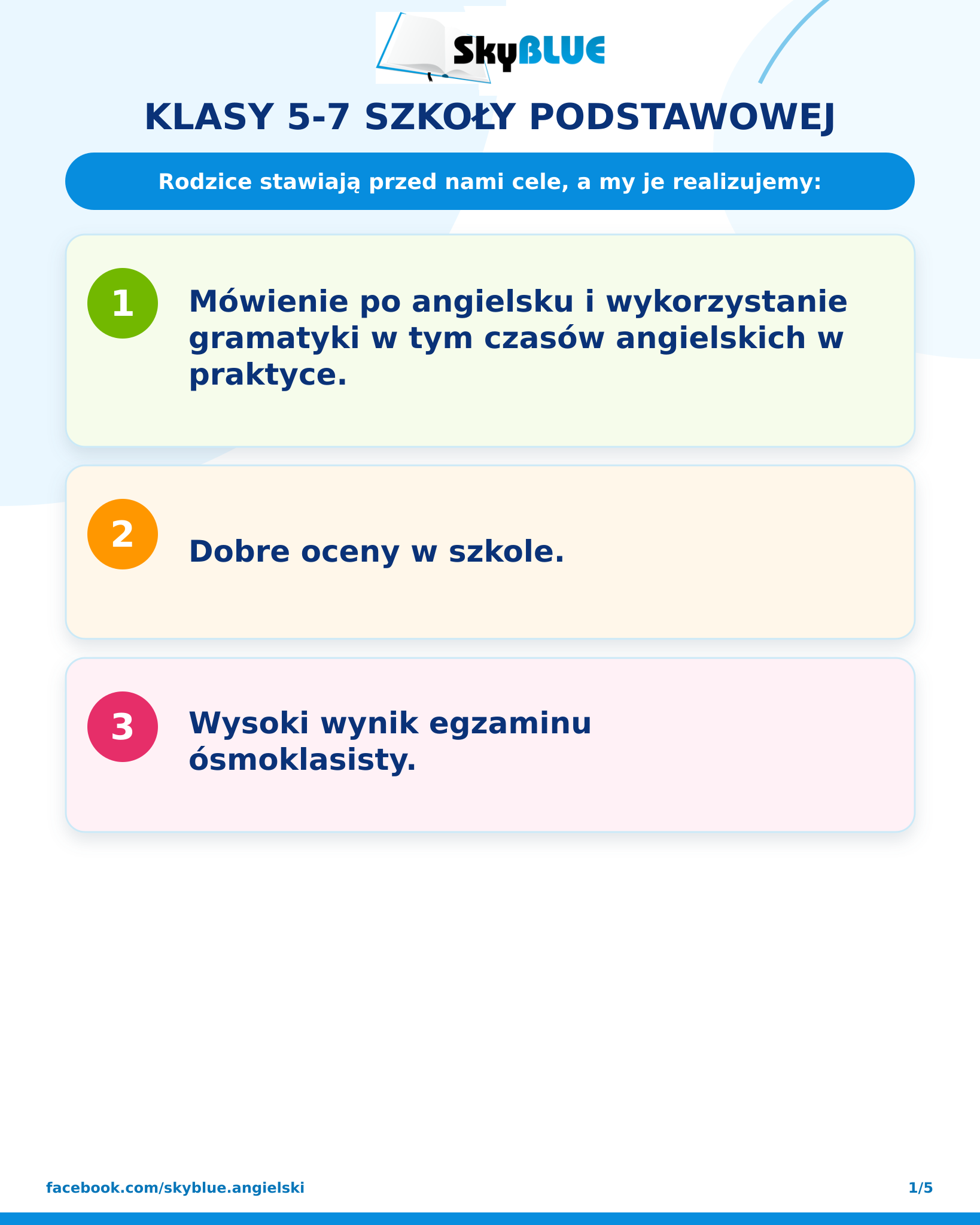 Rodzice stawiają cele.My je realizujemy część 1 z 5 KLASY 5 7